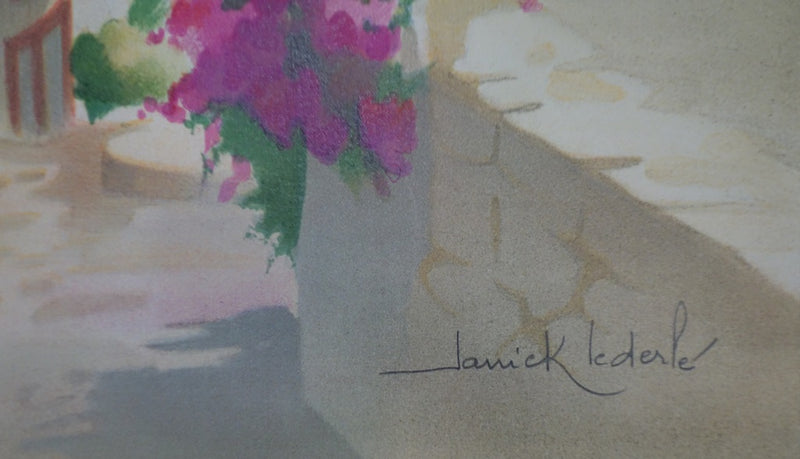 Janick LEDERLE : Petite rue à Santorin - Lithographie (détail)