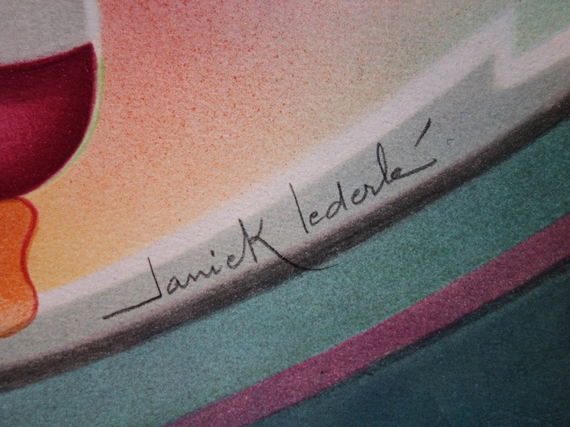 Janick LEDERLE : Retour de pèche - Lithographie (détail)