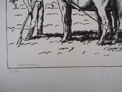 Paul LEDOUX : L'attelage - 1929 - Gravure sur bois (détail)