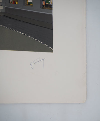 Jules LEFRANC : Paris, Place de Furstenberg - Lithographie (détail)