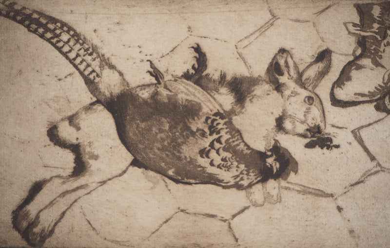 Louis LEGRAND : Lièvre et Faisan - Gravure