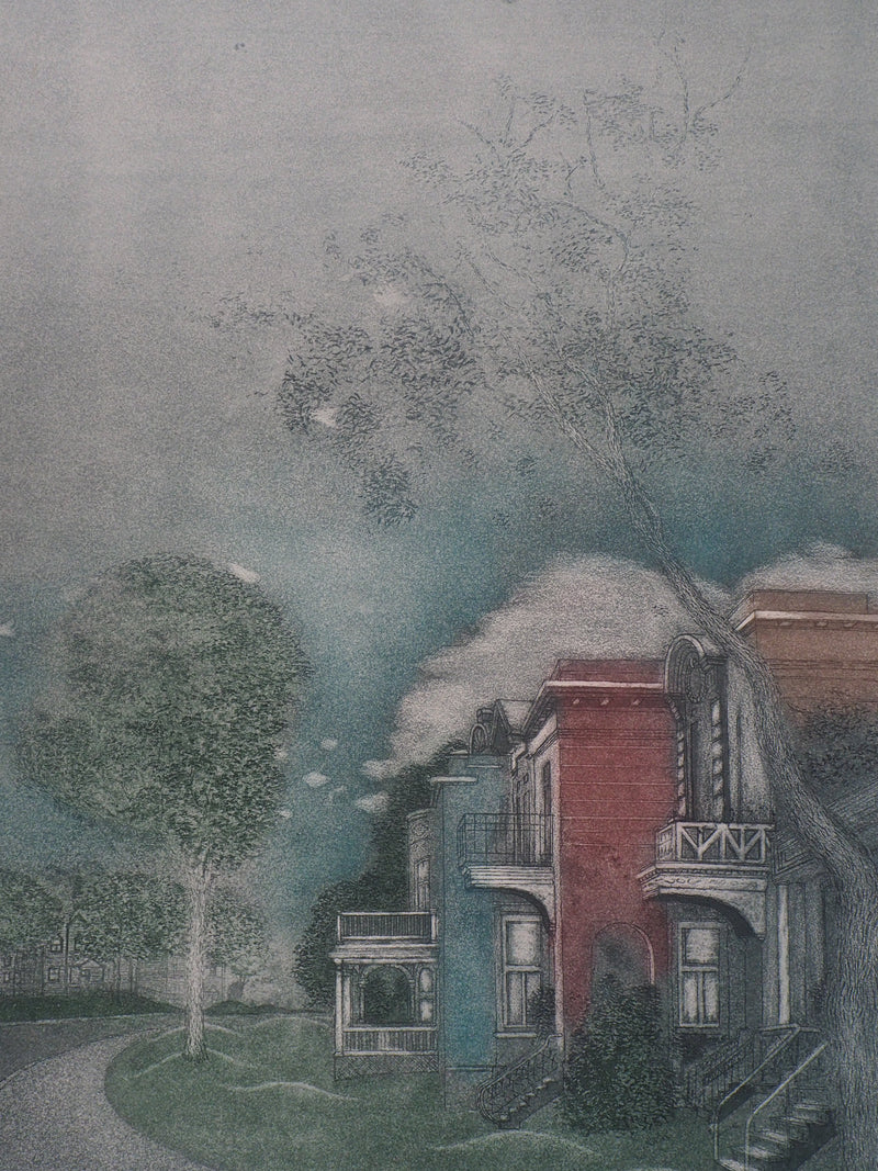 Ian LEGWEN : Avenue Bloomfield - Gravure (détail)