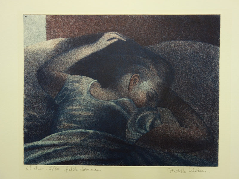 Philippe LELIEVRE : Petite dormeuse - Gravure (détail)