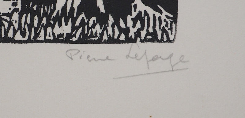 Pierre LEPAGE : Bretagne : Saint-Philibert - Gravure sur bois (détail)