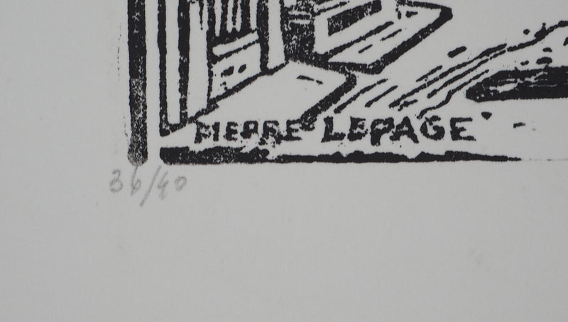 Pierre LEPAGE : Bretagne : Village traditionnel - Gravure sur bois (détail)