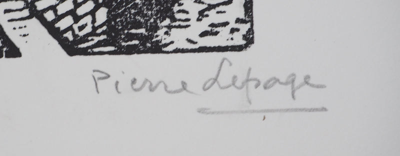 Pierre LEPAGE : Bretagne : Village traditionnel - Gravure sur bois (détail)