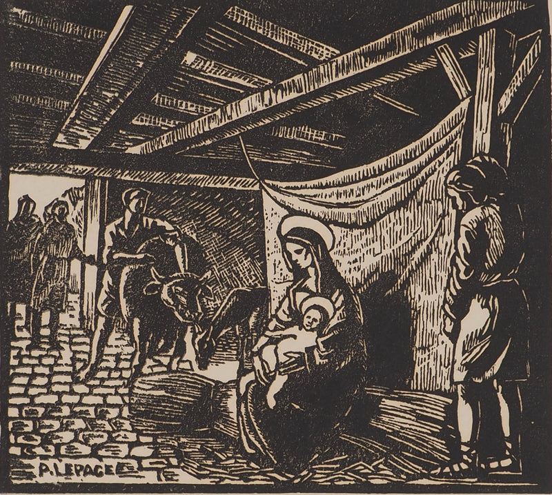 Pierre LEPAGE : La Nativité - Gravure sur bois