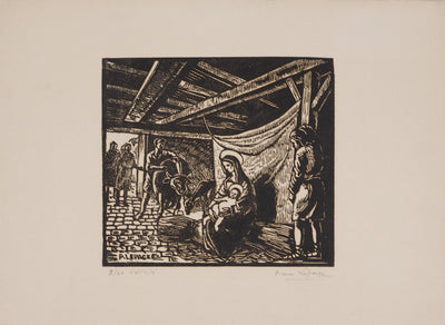Pierre LEPAGE : La Nativité - Gravure sur bois (détail)