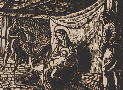 Pierre LEPAGE : La Nativité - Gravure sur bois (détail)