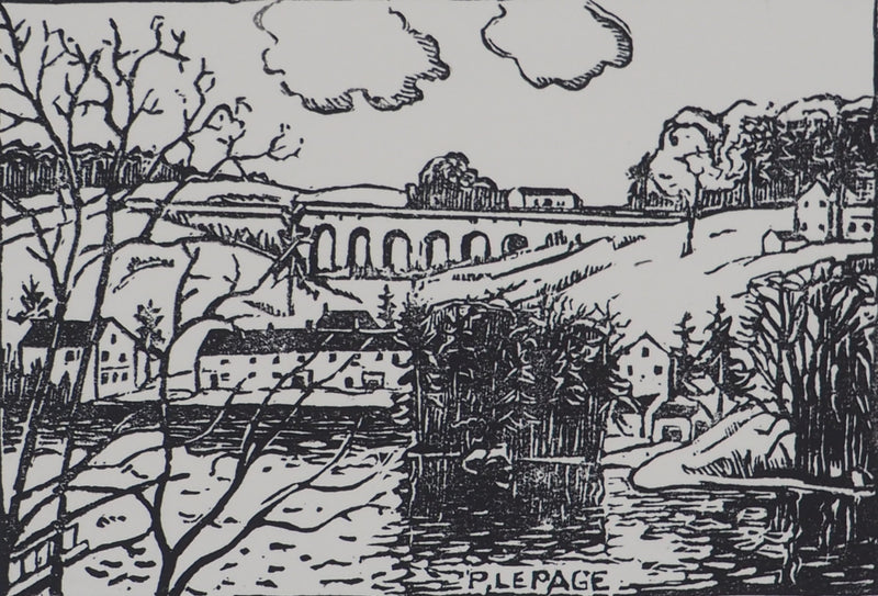 Pierre LEPAGE : Vendée : Viaduc de Saint-Laurent-sur-sèvre - Gravure sur bois