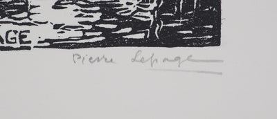 Pierre LEPAGE : Vendée : Viaduc de Saint-Laurent-sur-sèvre - Gravure sur bois (détail)