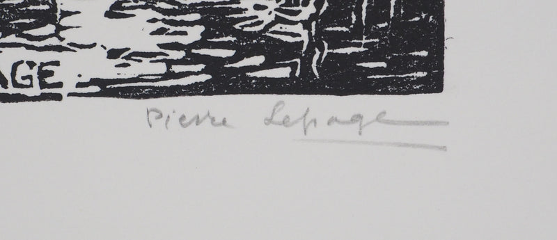 Pierre LEPAGE : Vendée : Viaduc de Saint-Laurent-sur-sèvre - Gravure sur bois (détail)