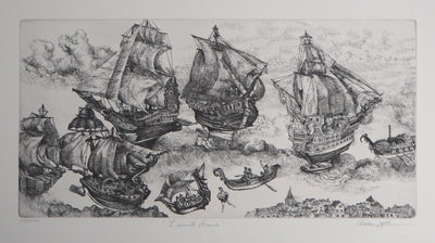 Christian LEPERE : L'Invincible armada - Gravure