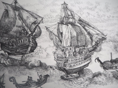 Christian LEPERE : L'Invincible armada - Gravure (détail)