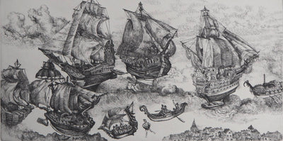 Christian LEPERE : L'Invincible armada - Gravure (détail)