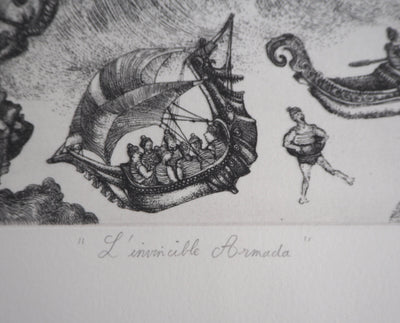 Christian LEPERE : L'Invincible armada - Gravure (détail)