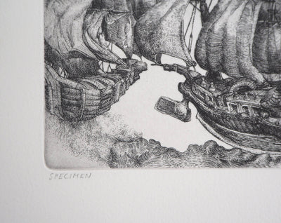 Christian LEPERE : L'Invincible armada - Gravure (détail)