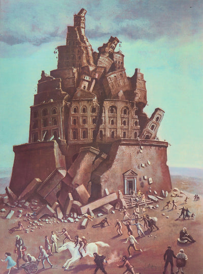 Stanislas LEPRI : La catastrophe (La tour de Babel) - Lithographie