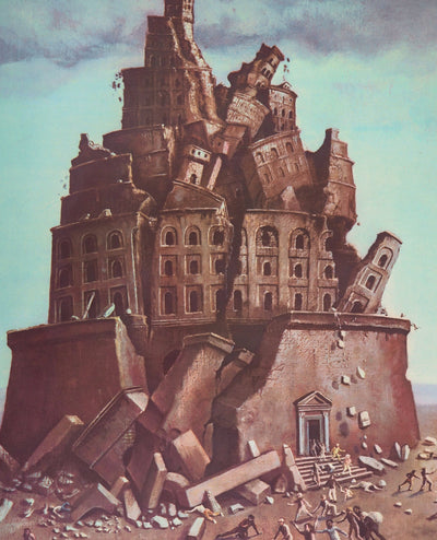 Stanislas LEPRI : La catastrophe (La tour de Babel) - Lithographie (détail)