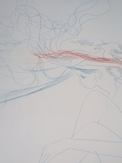  LEPRIEURE : Agnès, Jeune-fille au chapeau - Gravure (détail)