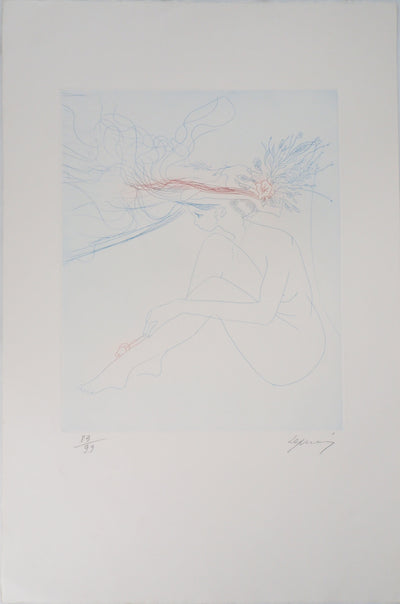  LEPRIEURE : Agnès, Jeune-fille au chapeau - Gravure (détail)