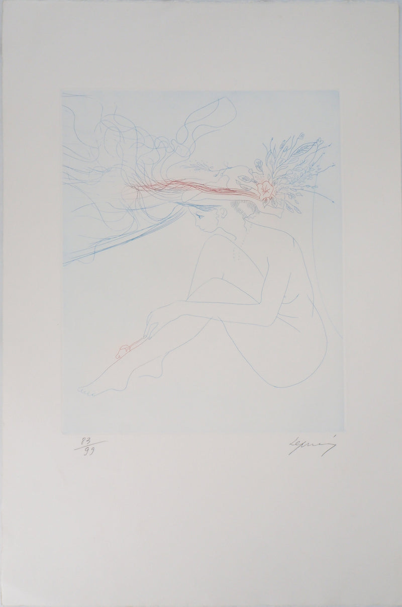  LEPRIEURE : Agnès, Jeune-fille au chapeau - Gravure (détail)