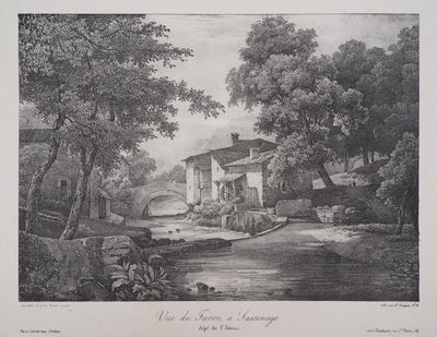 Xavier LEPRINCE : Le moulin à eau (Isère, Furan à Sassenage) - Lithographie