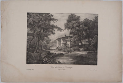 Xavier LEPRINCE : Le moulin à eau (Isère, Furan à Sassenage) - Lithographie (détail)