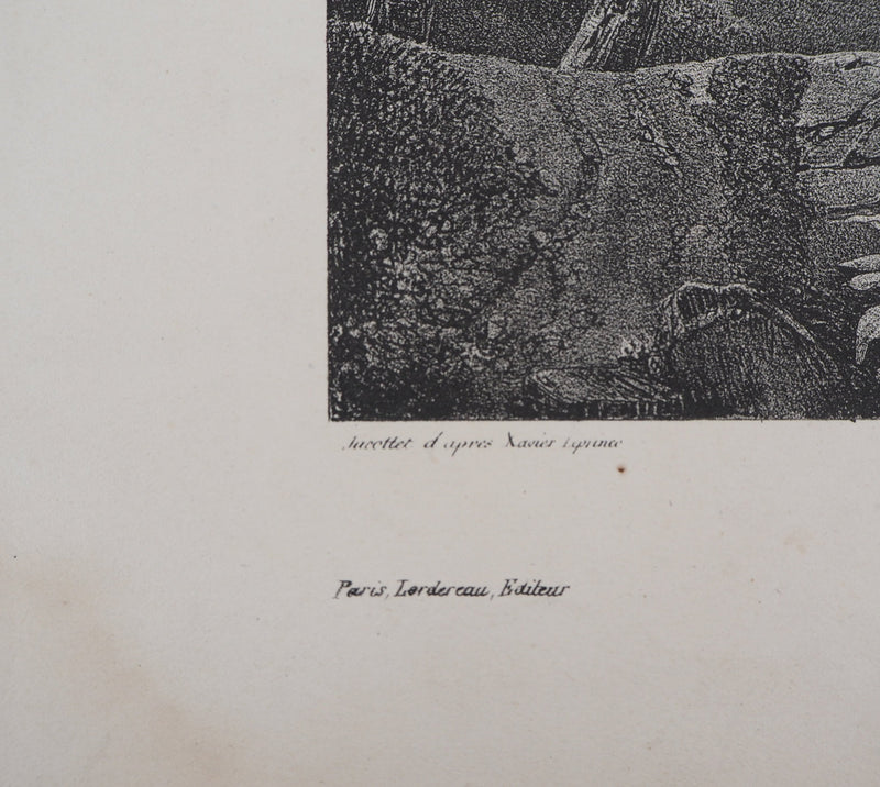 Xavier LEPRINCE : Le moulin à eau (Isère, Furan à Sassenage) - Lithographie (détail)