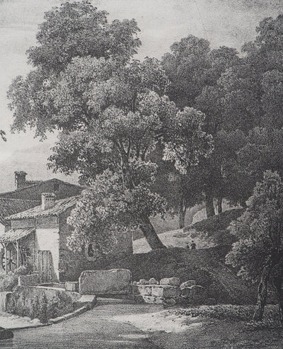 Xavier LEPRINCE : Le moulin à eau (Isère, Furan à Sassenage) - Lithographie (détail)