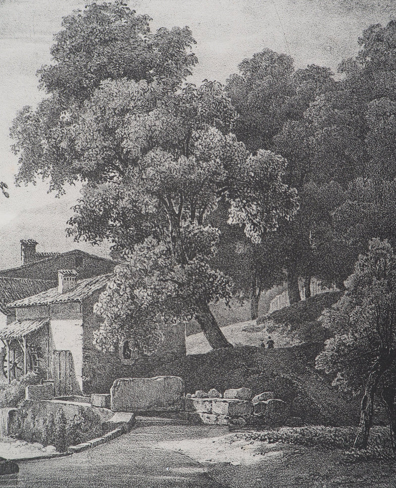 Xavier LEPRINCE : Le moulin à eau (Isère, Furan à Sassenage) - Lithographie (détail)