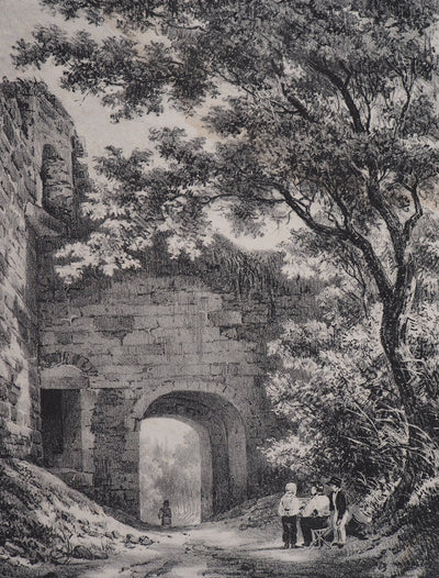 R. Léopold LEPRINCE : Vue de la poterne Fénéron - Lithographie (détail)