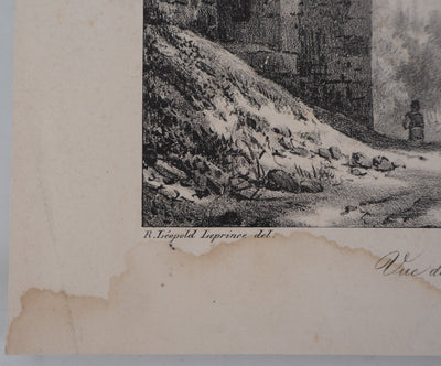 R. Léopold LEPRINCE : Vue de la poterne Fénéron - Lithographie (détail)