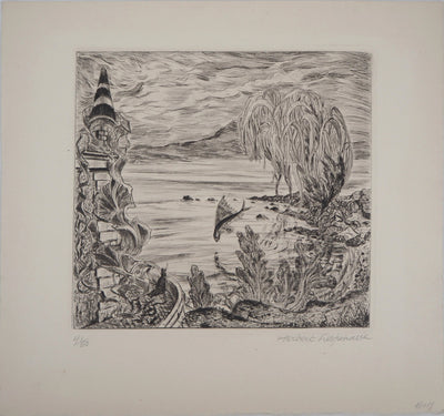 Herbert LESPINASSE : Paysage de conte - Gravure