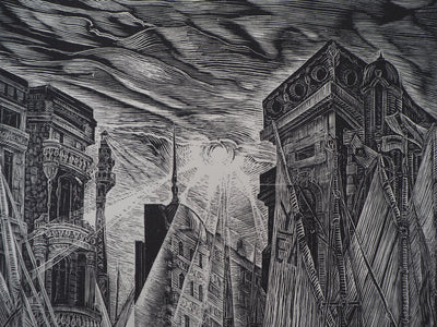 Herbert LESPINASSE : Argosie. Le port, 1922 - Gravure sur bois (détail)