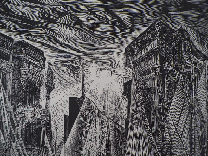 Herbert LESPINASSE : Argosie. Le port, 1922 - Gravure sur bois (détail)