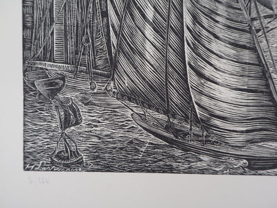 Herbert LESPINASSE : Argosie. Le port, 1922 - Gravure sur bois (détail)