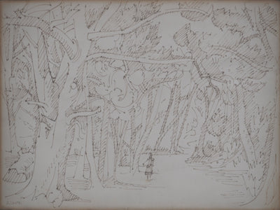 André LHOTE : Promenade en forêt - Dessin (détail)