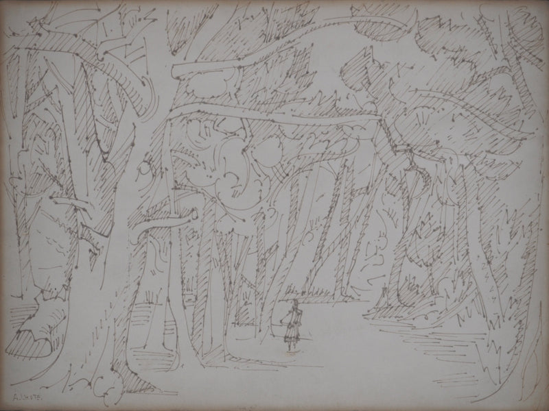 André LHOTE : Promenade en forêt - Dessin (détail)