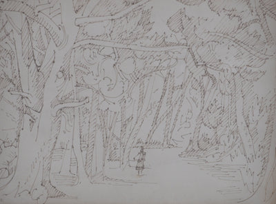 André LHOTE : Promenade en forêt - Dessin (détail)