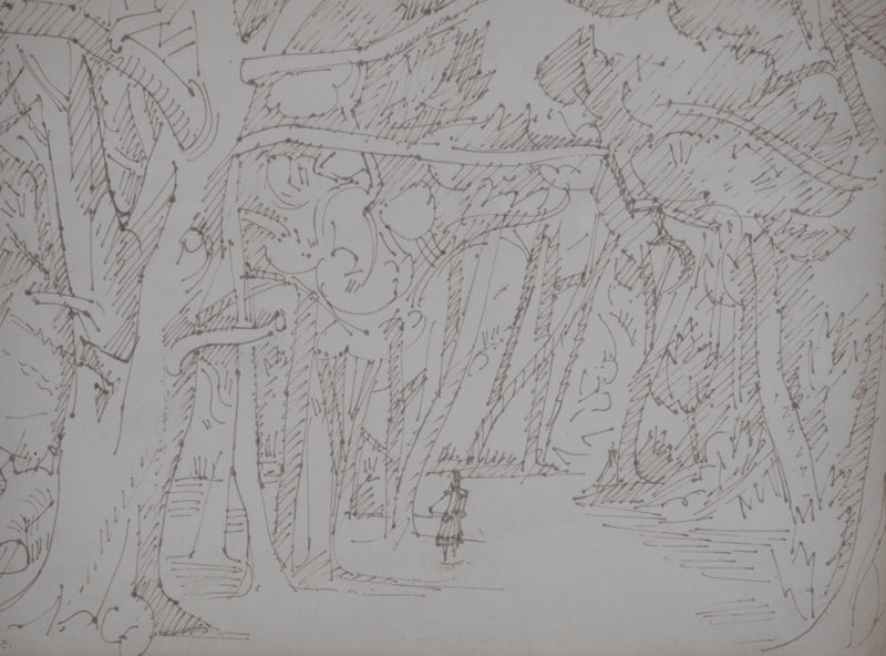André LHOTE : Promenade en forêt - Dessin (détail)