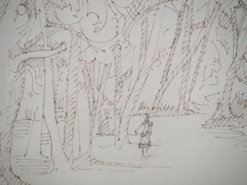 André LHOTE : Promenade en forêt - Dessin (détail)