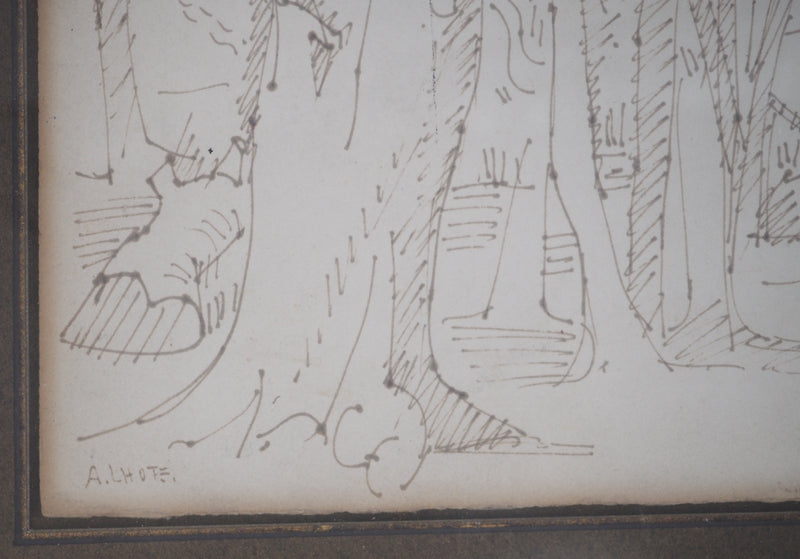 André LHOTE : Promenade en forêt - Dessin (détail)
