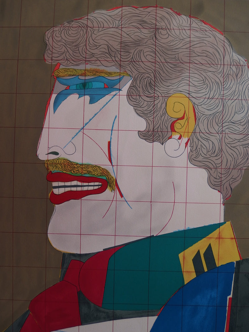 Richard LINDNER : Autoportrait en costume - Lithographie (détail)