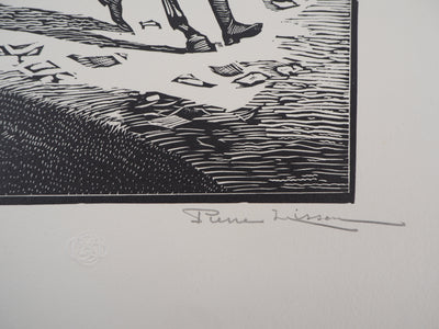 Pierre LISSAC : Jockey avant la course, 1926 - Gravure sur bois (détail)