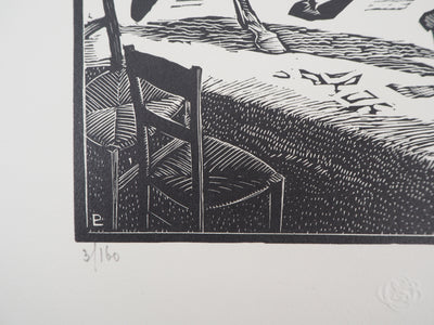Pierre LISSAC : Jockey avant la course, 1926 - Gravure sur bois (détail)