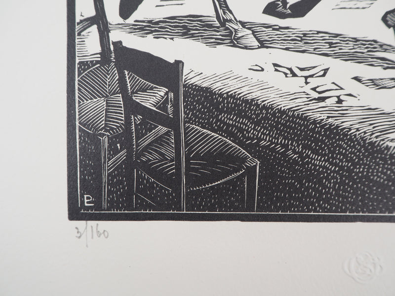 Pierre LISSAC : Jockey avant la course, 1926 - Gravure sur bois (détail)