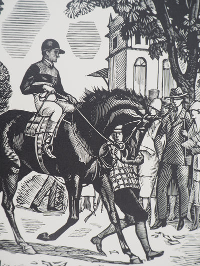 Pierre LISSAC : Jockey avant la course, 1926 - Gravure sur bois (détail)