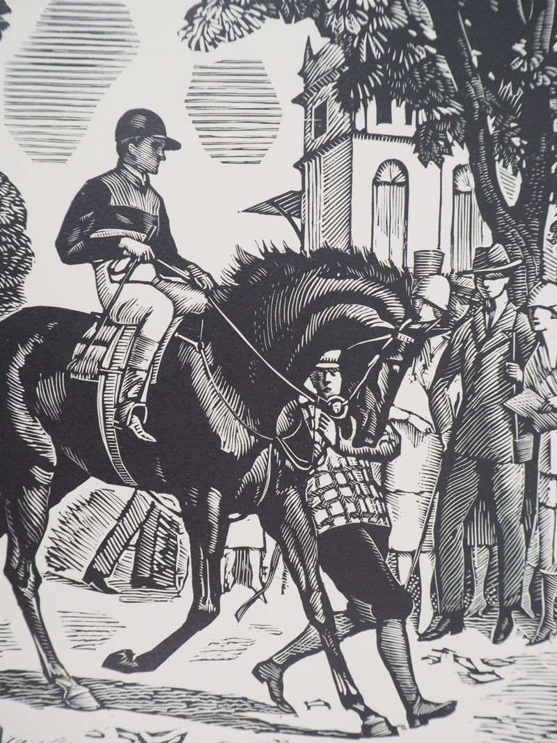 Pierre LISSAC : Jockey avant la course, 1926 - Gravure sur bois (détail)