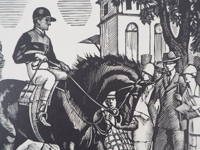 Pierre LISSAC : Jockey avant la course, 1926 - Gravure sur bois (détail)